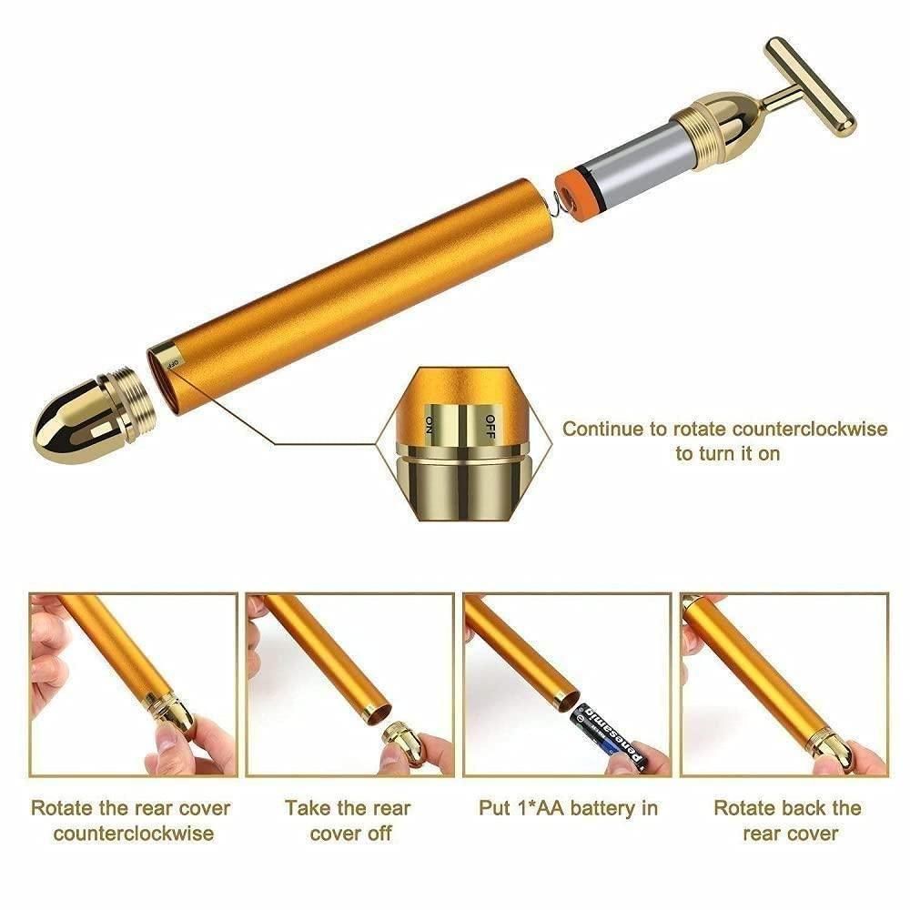24K Gold Plated Vibrating Face Massager
