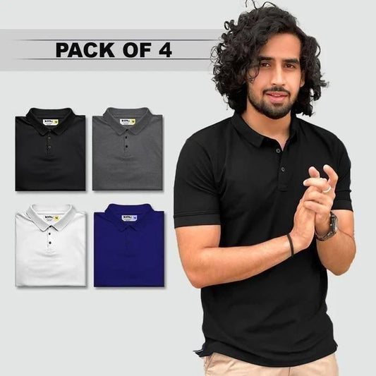 Half Sleeves Men's Polo T-Shirt Pack Of 4